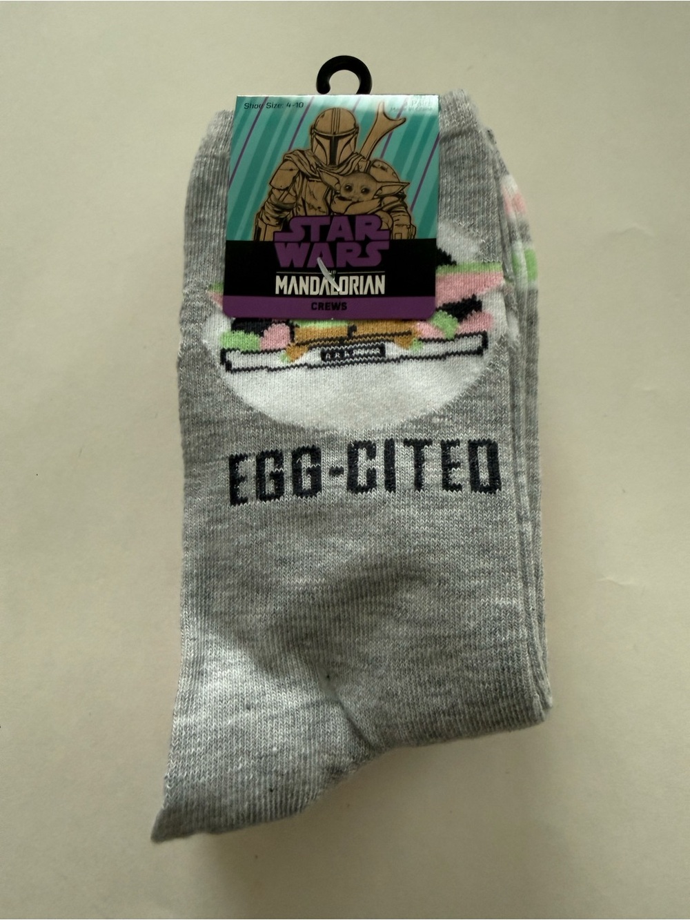Disney Star Wars Mandalorian Crew Socks Shoe Size 4-10